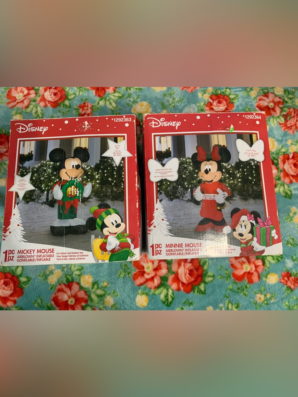 Gemmy Disney Mickey & Minnie Mouse Christmas Inflatables 3.5 ft